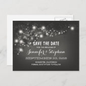 Romantische String Lichten Zwart & Wit Sla de datu Aankondigingskaart (Voorkant / Achterkant)