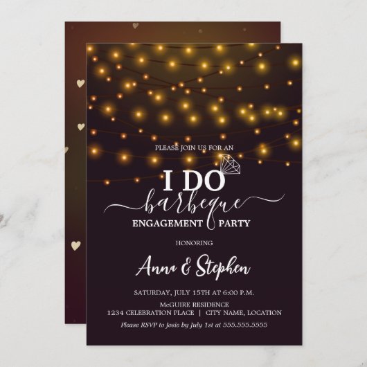 Romantische String Lights Ik doe BBQ Engagement Pa Kaart (Voorkant / Achterkant)