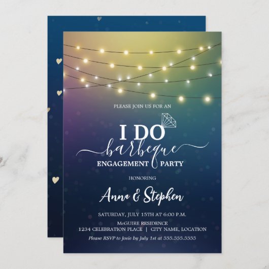Romantische String Lights Ik doe BBQ Engagement Pa Kaart (Voorkant / Achterkant)