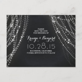 Romantische String Lights krijtbord Bewaar de datu Aankondigingskaart
