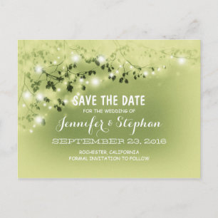 Romantische String Lights Mint Save the Date brief Aankondigingskaart