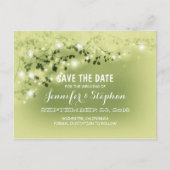 Romantische String Lights Mint Save the Date brief Aankondigingskaart (Voorkant)