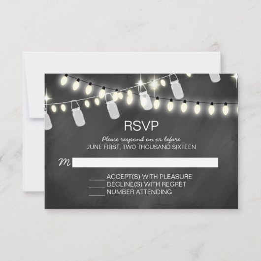 Romantische String Lights RSVP-kaarten RSVP Kaartje (Voorkant)
