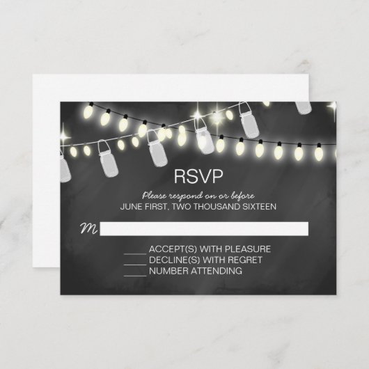 Romantische String Lights RSVP-kaarten RSVP Kaartje (Voorkant / Achterkant)