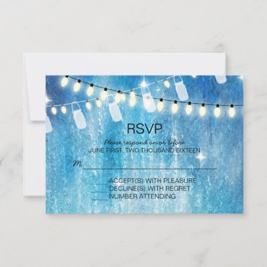 Romantische String Lights RSVP-kaarten RSVP Kaartje (Voorkant)