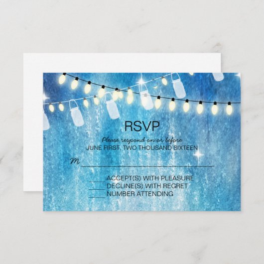 Romantische String Lights RSVP-kaarten RSVP Kaartje (Voorkant / Achterkant)