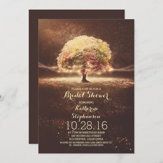 Romantische String Lights Tree herfst vrijgezellen Kaart (Voorkant / Achterkant)