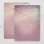Romantische Strung Lights Post bruiloft uitnodigin Kaart (Voorkant / Achterkant)