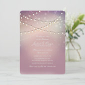 Romantische Strung Lights Post bruiloft uitnodigin Kaart (Staand voorkant)