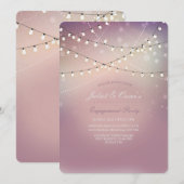 Romantische Strung Lights Verlovingsfeestuitnodigi Kaart (Voorkant / Achterkant)
