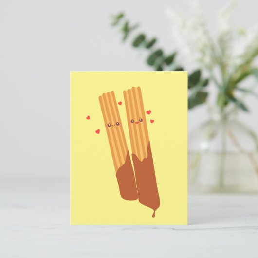 Romantische suikerachtige Spaanse churros met choc Briefkaart (Staand voorkant)
