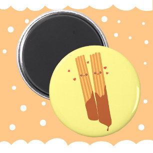 Romantische suikerachtige Spaanse churros met choc Magneet