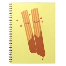 Romantische suikerachtige Spaanse churros met choc Notitieboek