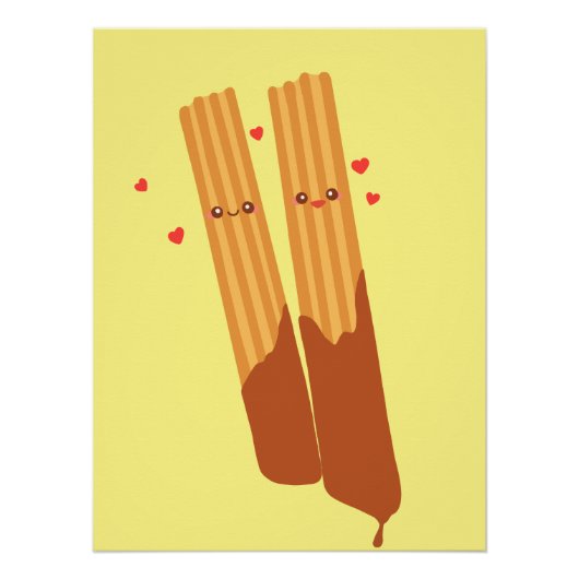 Romantische suikerachtige Spaanse churros met choc Perfect Poster (Voorkant)