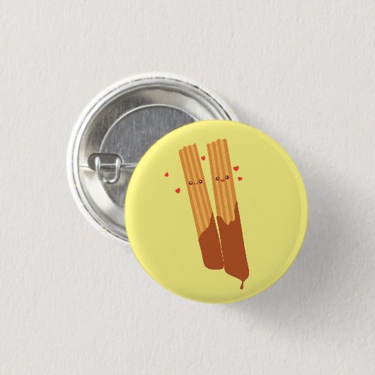 Romantische suikerachtige Spaanse churros met choc Ronde Button 3,2 Cm (Voorkant /achterkant)