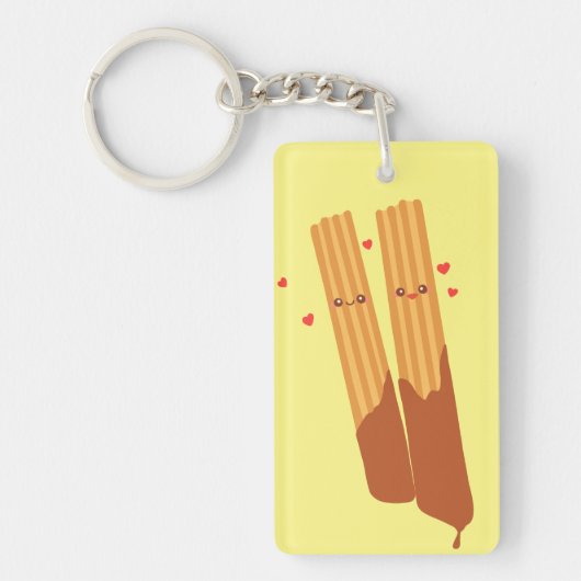 Romantische suikerachtige Spaanse churros met choc Sleutelhanger (Voorkant)