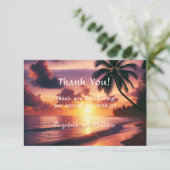 Romantische Sunset Beach bruiloft Bedankkaart (Staand voorkant)