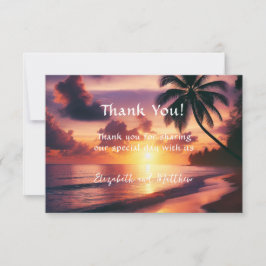 Romantische Sunset Beach bruiloft Bedankkaart