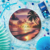 Romantische Sunset Beach bruiloft Papieren Bordje (Feest)