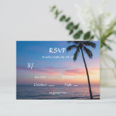 Romantische Sunset Beach bruiloft RSVP kaarten Kaartje (Staand voorkant)