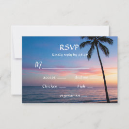Romantische Sunset Beach bruiloft RSVP kaarten Kaartje