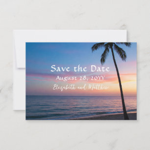 Romantische Sunset Beach bruiloft Save The Date