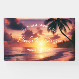 Romantische Sunset Beach bruiloft Spandoek