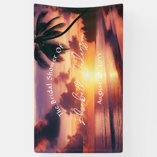 Romantische Sunset Beach bruiloft Spandoek (Verticaal)