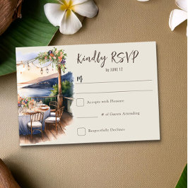 Romantische Sunset Beach Thema bruiloft RSVP Kaartje