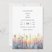 Romantische Sunset Coastal Meadow Art Beach bruilo Kaart (Voorkant)