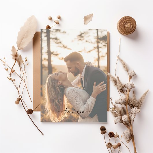 Romantische Sunset Elegant 2 foto bruiloft Kaart