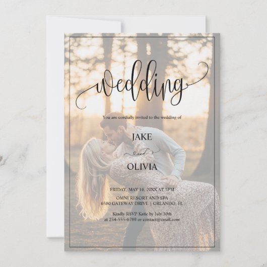 Romantische Sunset Elegant 2 foto bruiloft Kaart (Voorkant)