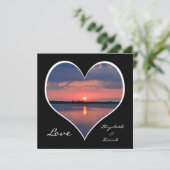 Romantische Sunset Heart Wedding Uitnodiging (Staand voorkant)
