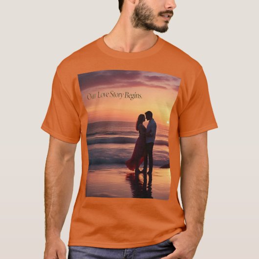 Romantische Sunset Love Story Mannen Tshirt (Voorkant)