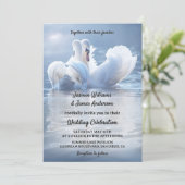 Romantische Swan Lake bruiloft Kaart (Staand voorkant)