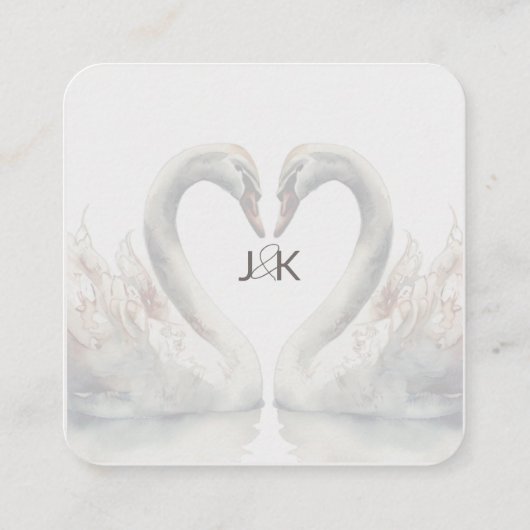 Romantische Swan Wedding QR Code RSVP behuizing Informatiekaartje (Achterkant)