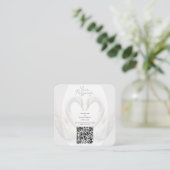 Romantische Swan Wedding QR Code RSVP behuizing Informatiekaartje (Staand voorkant)