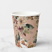 Romantische Sweet 16 | Stofachtige perzik bloemige Papieren Bekers (Voorkant)