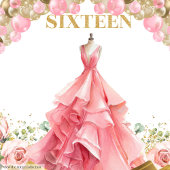 Romantische Sweet Sixteen Banner Blush Ballonnen G Wandkleed