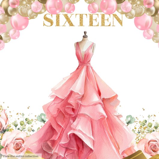 Romantische Sweet Sixteen Banner Blush Ballonnen G Wandkleed