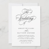 Romantische swirly kalligrafie alles in één bruilo kaart (Voorkant)