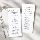 Romantische swirly kalligrafie bruiloft ceremonie programmakaart