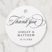 Romantische swirly kalligrafie bruiloft dank u bedankjes labels (Voorkant)