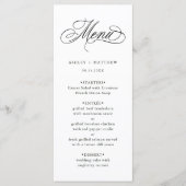 Romantische swirly kalligrafie bruiloft menu (Voorkant)