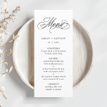 Romantische swirly kalligrafie bruiloft menu<br><div class="desc">Eenvoudig zwart-wit huwelijksmenu met elegante en romantische swirly kalligrafie belettering met uw namen. Voor meer geavanceerde aanpassing van dit ontwerp,  klikt u op de BLUE DESIGN TOOL BUTTON hierboven!</div>