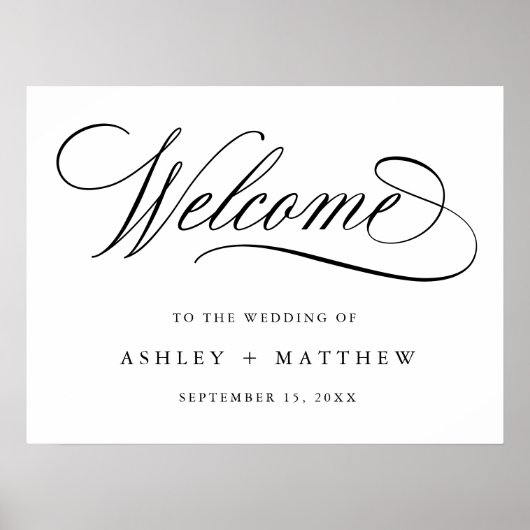Romantische Swirly kalligrafie bruiloft welkom tek Poster (Voorkant)