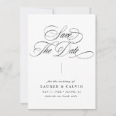 Romantische swirly kalligrafie QR-code foto Save The Date (Voorkant)