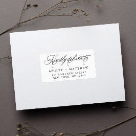 Romantische swirly kalligrafie retouradres etiket