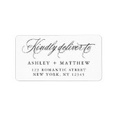 Romantische swirly kalligrafie retouradres etiket (Voorkant)