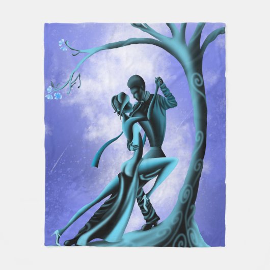 Romantische tango onder Midnight Tree Fleece Deken (Voorkant)